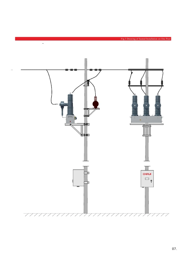 36kv Outdoor Vacuum Circuit Breaker 3-Phase Porcelain Pole / Silicon Rubber Internal and External 3CT Spring Operating Mechanism Stainless Steel Mechanism Box